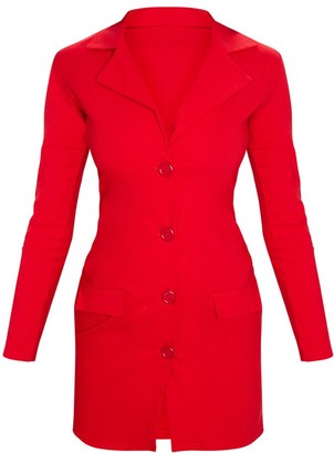 Ooh! La Red Stretch Pocket Detail Blazer Dress
