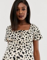 Thumbnail for your product : ASOS DESIGN Maternity button through mini skater dress in leopard print