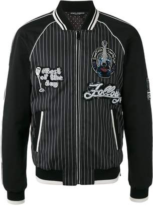 Dolce & Gabbana musical patch striped bomber