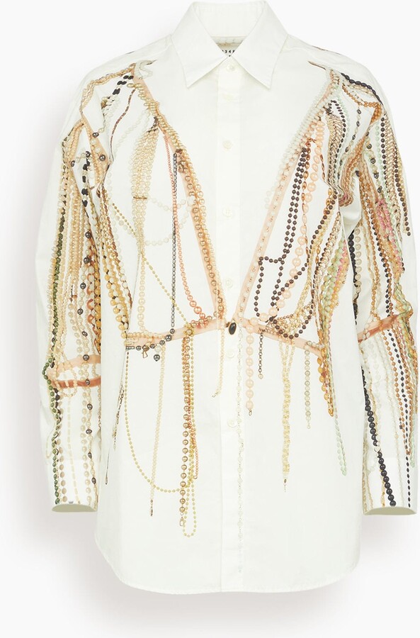 MM6 MAISON MARGIELA Pearl Long Sleeved Shirt in Off White