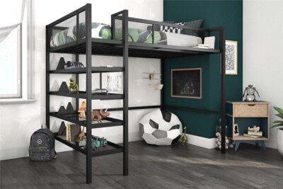 DHP Bloom Storage Loft bed with Bookcase