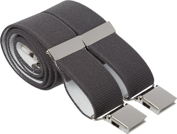 Gents Shop XL Grey Mens Trouser Braces Heavy Duty Elastic 4 Clips 48 Inch Extra Long (XL 48