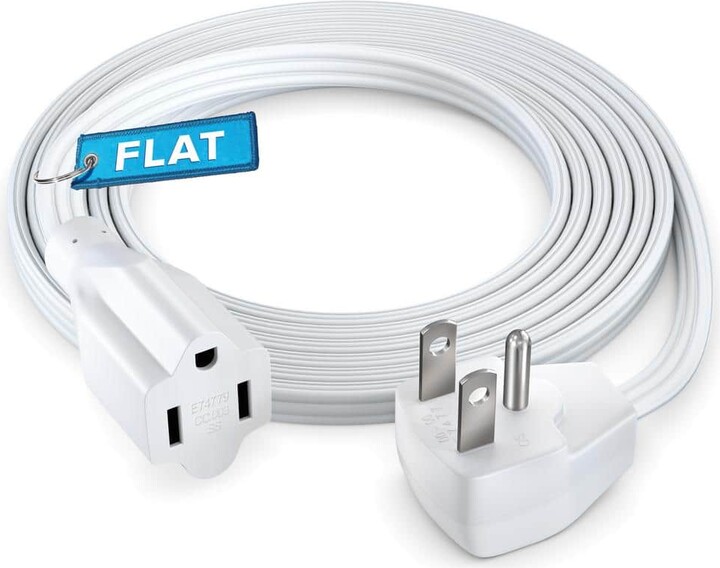 MAXIMM 4 ft. 14/3 Medium/Heavy Duty Indoor Extension Cord Flat Plug Flat Wire, 15Amps, White