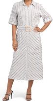 Thumbnail for your product : Tahari Linen Blend Striped Shirt Dress