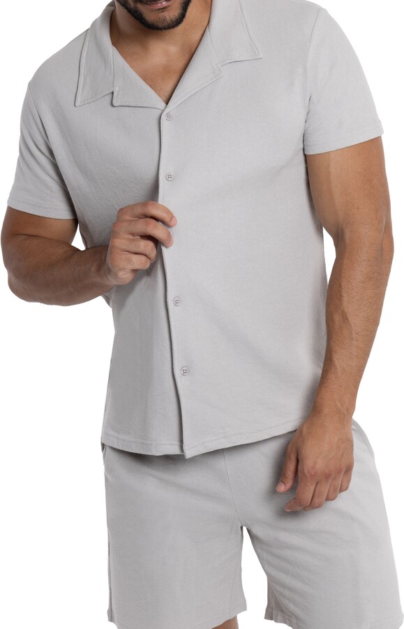 Spring+Mercer Relaxed Cotton & Hemp Button-Down Polo