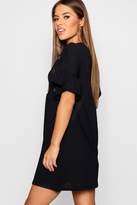 Thumbnail for your product : boohoo Petite Mock Horn Button Smock Dress