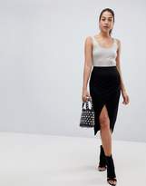 Thumbnail for your product : ASOS Design Wrap Midi Skirt With Split And Ruching