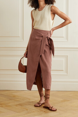Nanushka + Net Sustain Randi Linen Wrap Skirt - Brown - xx small