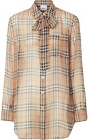 Thumbnail for your product : Burberry Vintage Check Silk Tie-neck Shirt