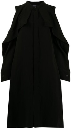 Yohji Yamamoto Drape-Detail Cold Shoulder Dress