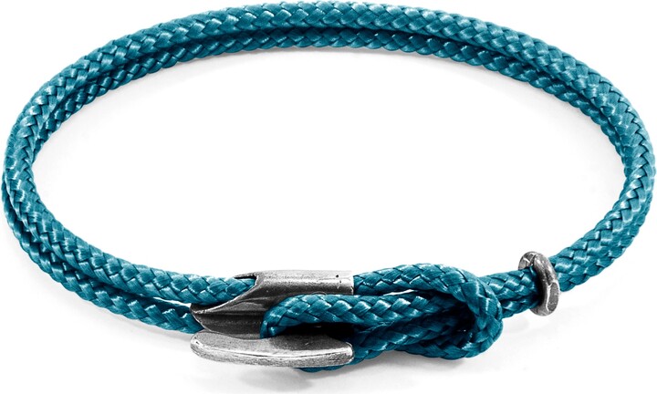 Anchor & Crew Ocean Blue Padstow Silver & Rope Bracelet