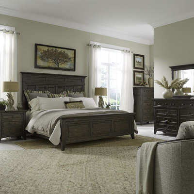 Trelawny King California Panel Bed, Dresser & Mirror, Chest, Nightstand