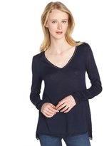 Thumbnail for your product : Tahari navy sapphire cotton blend 'Johanna' v-neck sweater