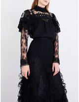 Thumbnail for your product : Anna Sui Ruffled floral-lace top