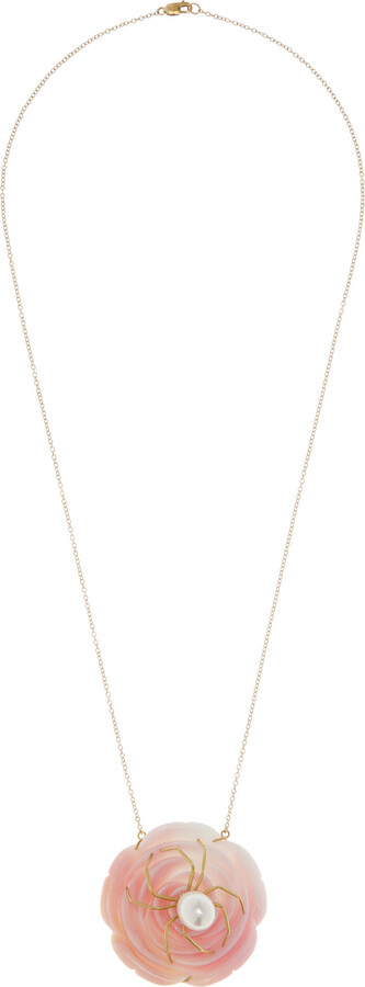 Annette Ferdinandsen 18K Yellow Pink Conch Diamond Necklace