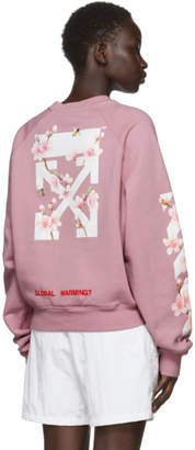 Off-White Off White SSENSE Exclusive Pink Diagonal Cherry Crop Sweatshirt