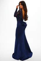 Thumbnail for your product : Pink Boutique Addicted To Love Navy Lace Long Sleeve Bow Back Maxi Dress