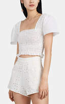 Thumbnail for your product : SIR the Label Women's François Smocked Eyelet Crop Top - White