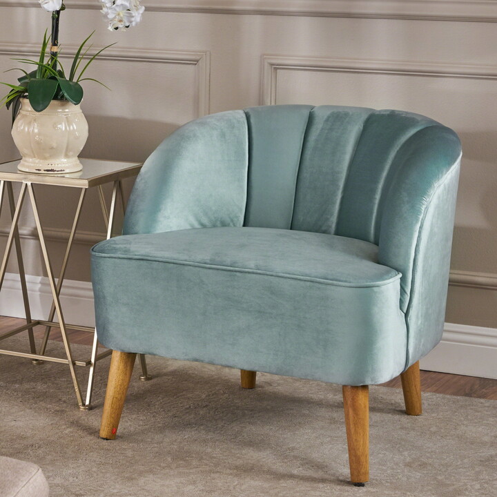 Noble House Modern Fabric Club Chair, Seafoam Blue