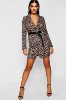 Thumbnail for your product : boohoo Zebra Print Woven Blazer Dress