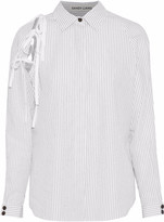 Thumbnail for your product : Sandy Liang Lena Lace-up Pinstriped Cotton-poplin Shirt