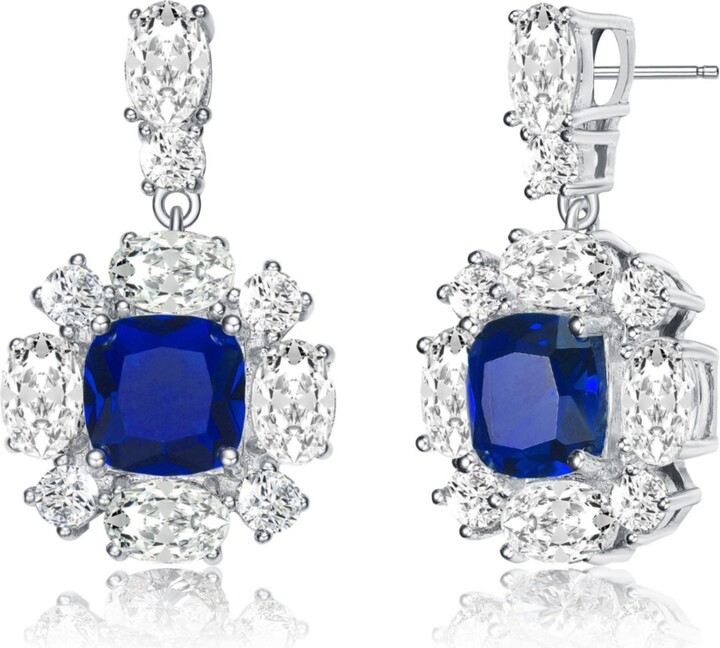 Rachel Glauber White Gold Plated Cubic Zirconia Accent Dangle Earrings