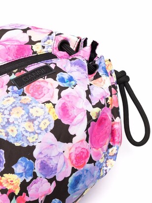 Ganni Floral-Print Drawstring Bag