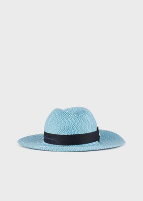 Giorgio Armani Woven Straw Hat Featuring A Ribbon With Logo