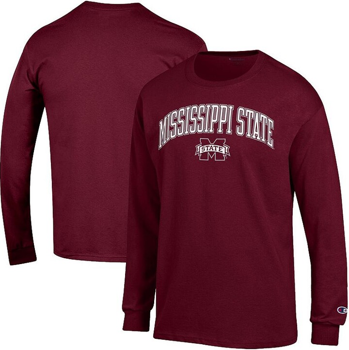 Men's Champion Maroon Mississippi State Bulldogs Arch Over Logo 2-Hit Long Sleeve T-Shirt