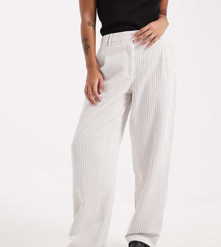 ASOS Petite ASOS DESIGN Petite slim leg pants in cord in cream
