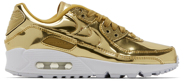 Nike Gold Metallic Air Max 90 Sneakers - ShopStyle