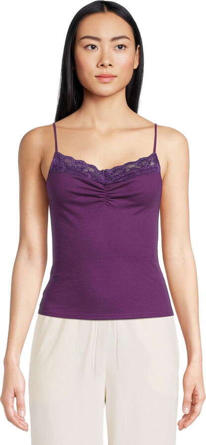 Self Esteem Juniors’ Cinched Front Lace Trim Cami