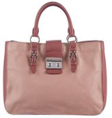 Thumbnail for your product : Miu Miu Madras Bicolor Leather Satchel