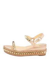 Thumbnail for your product : Christian Louboutin Cataclou Two-Band Red Sole Wedge Sandal, Nude
