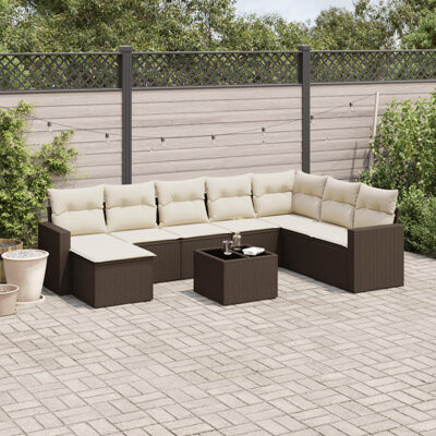 VidaXL Garden Sofa Set Brown And Cream White