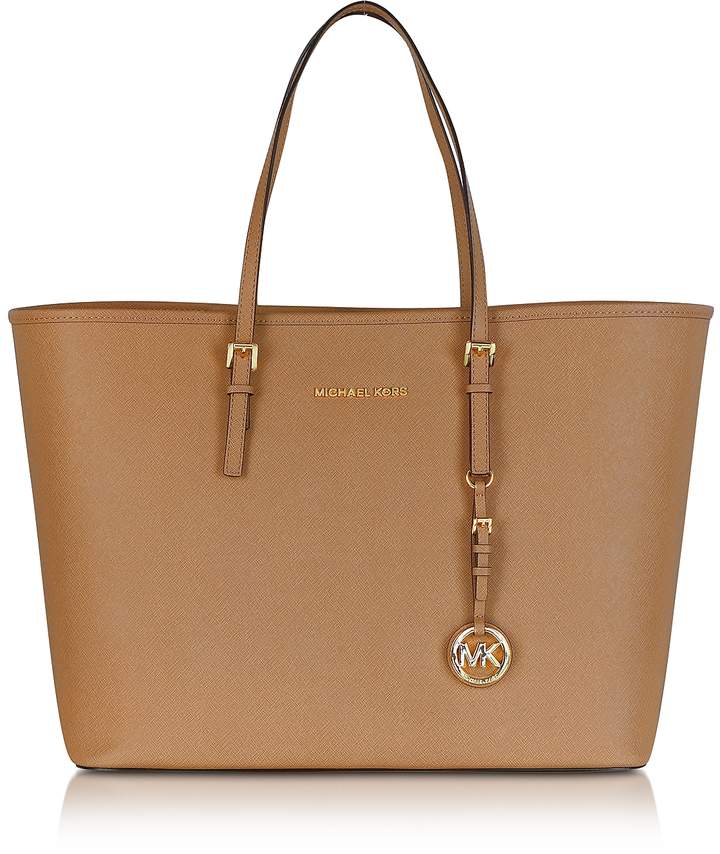 Michael Kors Acorn Saffiano Leather Jet Set Travel Top Zip Tote ShopStyle