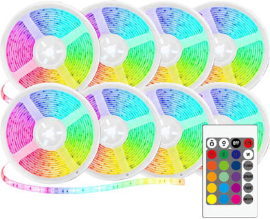 WBM Smart LED Strip Light 5050 RGB Color Changing RF Control for Bedroom (Set of 8)