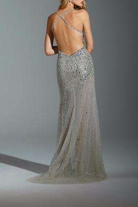 Terani Couture Silver Prom Dress