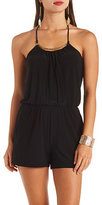 Thumbnail for your product : Charlotte Russe Gold-Embellished Halter Romper