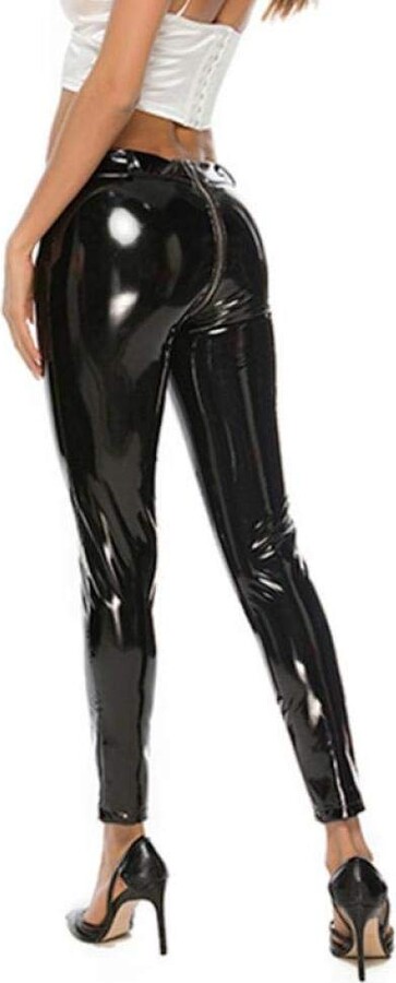 shiny black pants plus size