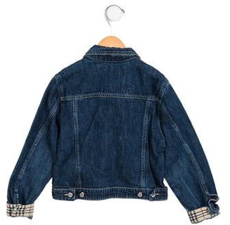 Burberry Girls' Nova Check-Trimmed Denim Jacket