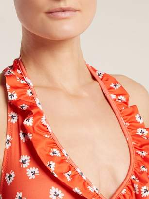 Ganni Columbine Floral Print Swimsuit - Womens - Red Multi