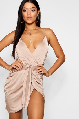 boohoo Wrap Belted Bodycon Dress