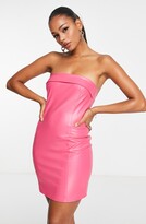 Thumbnail for your product : ASOS DESIGN Strapless Faux Leather Minidress