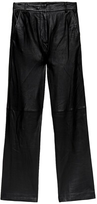 Frame Leather Straight-Leg Pants - ShopStyle