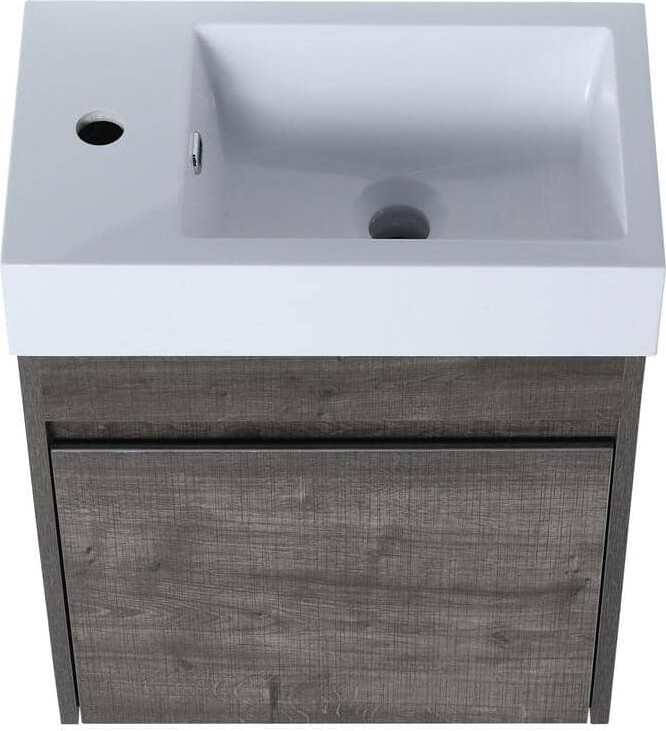 EPOWP 10 in. W x 18 in. D x 23 in. H Bath Vanity in Plaid Grey Oak with White Ceramic Top