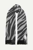 Thumbnail for your product : Rag & Bone Fringed Zebra-print Wool-blend Scarf - Zebra print