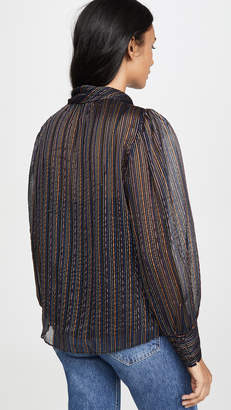 Rebecca Taylor Long Sleeve Metallic Stripe Top