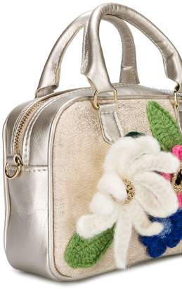 Simonetta floral appliqué shoulder bag