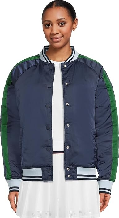 Beach Riot Bomber Jacket Women's Jacket Ivory Color-Block : SM, Polyester/Satin